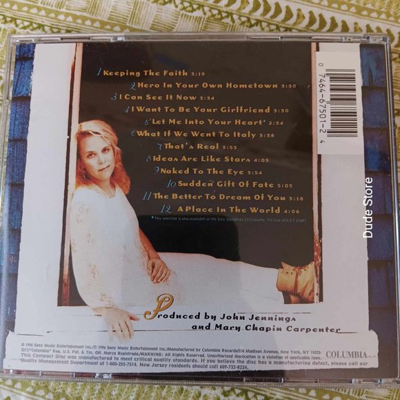 MARY CHAPIN CARPENTER - A Place in the World - 12 Songs - 1996 CD Release - Picture 3 of 3